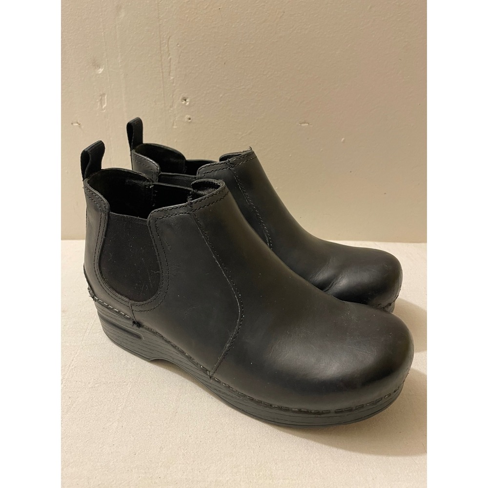 Dansko Black Leather Chelsea Ankle Boots